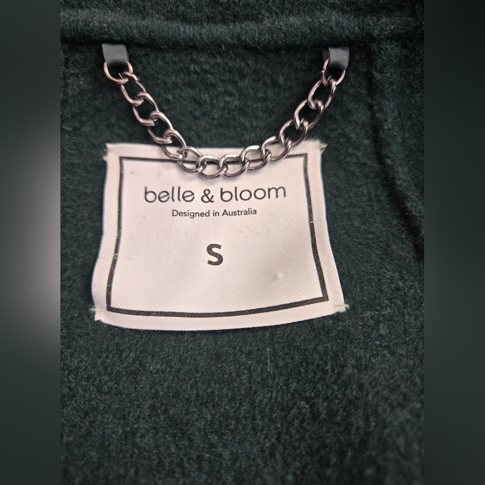 BELLE & BLOOM Australia Green Wool Blend Relaxed Fit Coat. Size Small - Picture 10 of 14